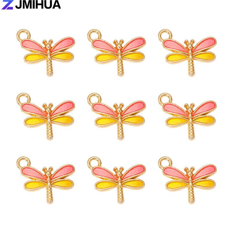 15PCS Enamel Colorful Dragonfly Charms Pendant Supplies For DIY Handmade Earrings Bracelets Jewelry Making Findings Accessories