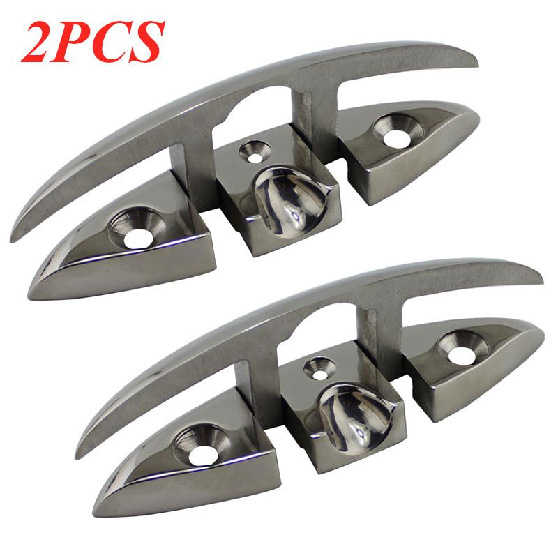 2PCS 6 Inch SS316 Boat Flip Up Folding Pull Up Cleat for marine boat yacht accessorie 316 Stainless Steel Flip Up Cleat 155x52mm 2PCS a lot 6inch