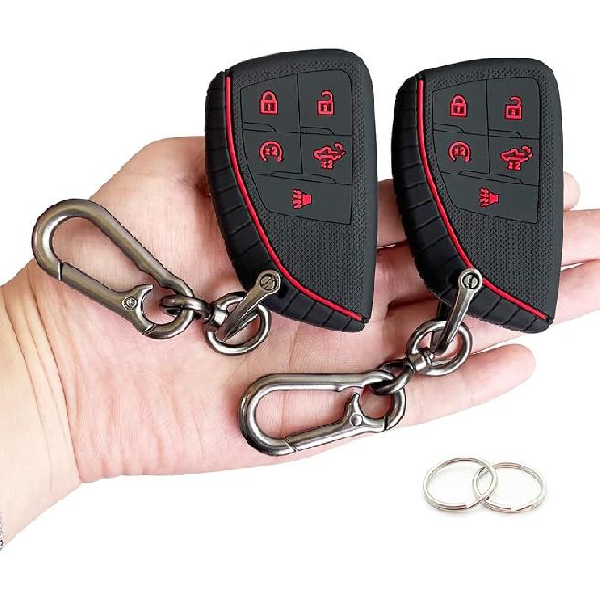 TANDRIVE Key Fob Cover For -2025 2026 Chevy Silverado 1500 GMC Sierra 1500, 2024-2026 Silverado Sierra 2500HD 3500HD, Silicone, 2-Pack, Black