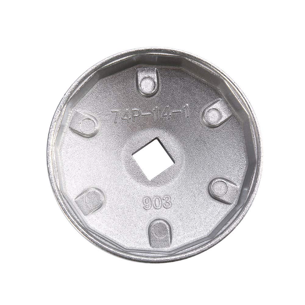 Elerose 74mm Filter Wrench, Aluminum 14 Flute Filter Wrench Socket Remover Tool 903(Silver)