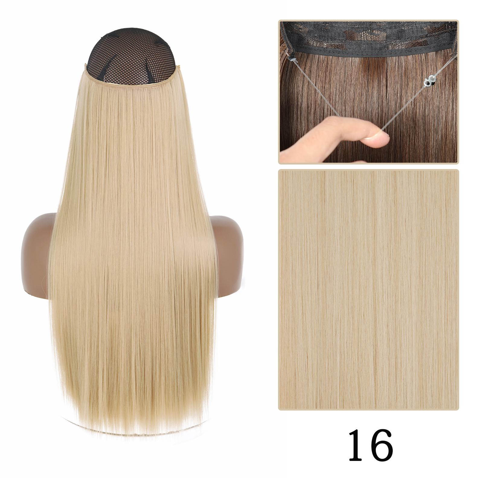 

XINRAN синтетические длинные прямые без зажима цельный наращивание волос натуральный невидимый регулируемый накладной парик для женщин 55CM