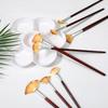 6 ks Profesionální sada vějířových malířských štětců - Dlouhá dřevěná rukojeť, Vysoce kvalitní nylonové štětiny pro akvarel, akryl, olej a další