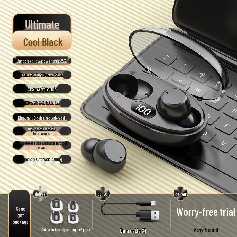T65 Wireless Bluetooth Earphones: Long Battery, Dual-Ear Noise Reduction, Sports Stereo.