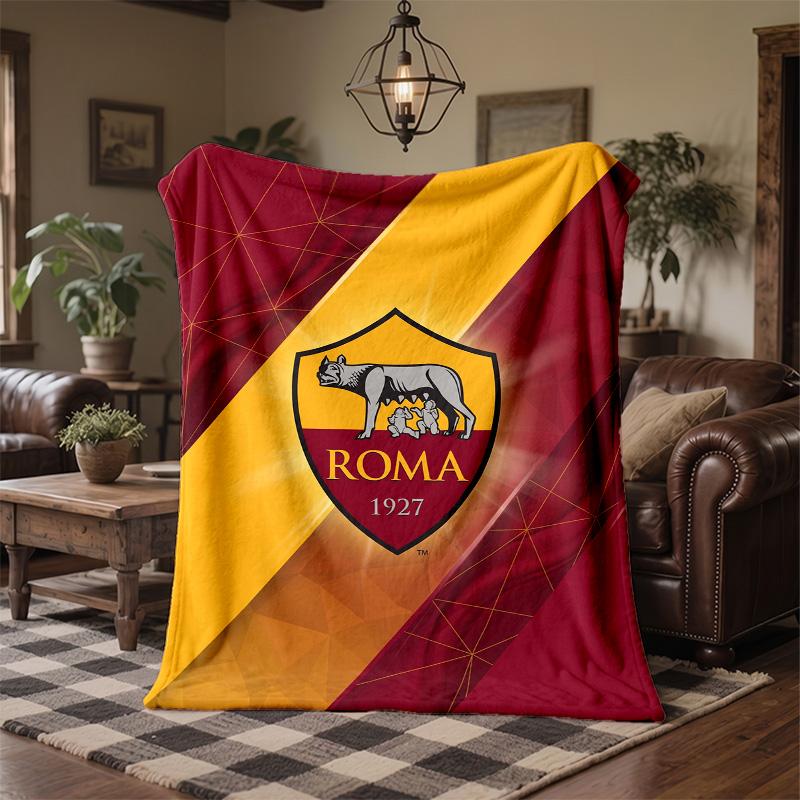 Coperta in Pile Tema AS Roma Morbida e Accogliente Coperta in Peluche per Camera da Letto Divano Viaggio
