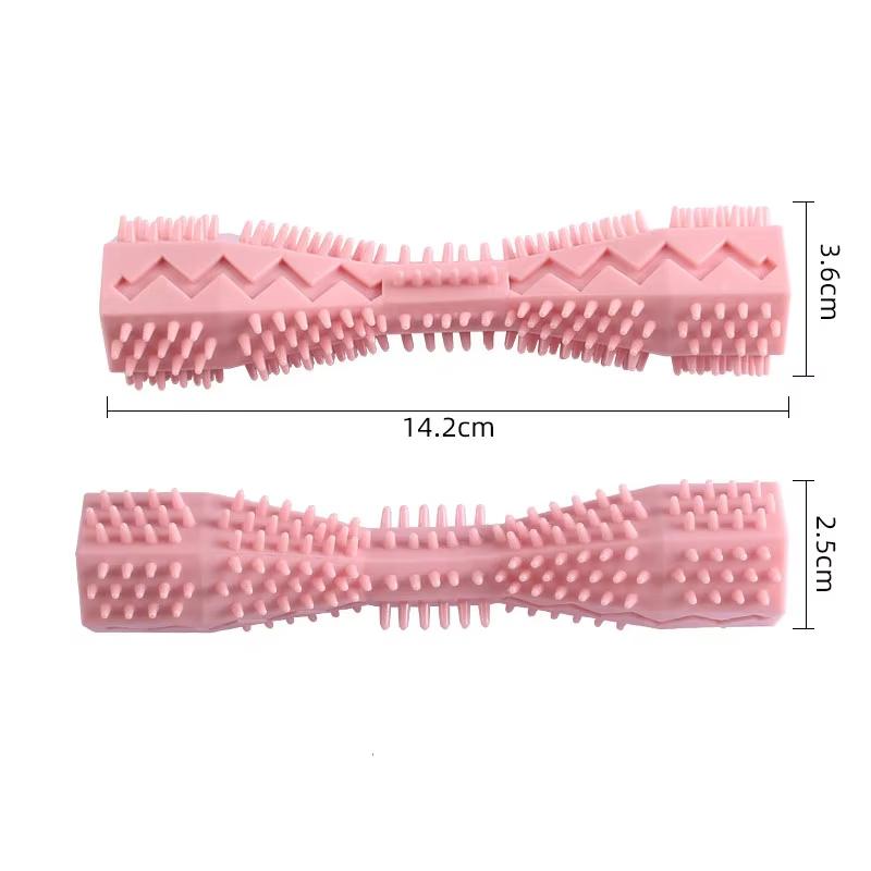 OUZEY Pet Toothbrush Molar Bite Resistant Dog Chew Toy Puppy Stick Soft Rubber Tooth Cleaning Interactive Food Leak Dog Toys