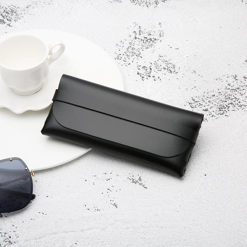 Stylish Black Leather Glasses Case - Soft PVC Sleeve for Sunglasses