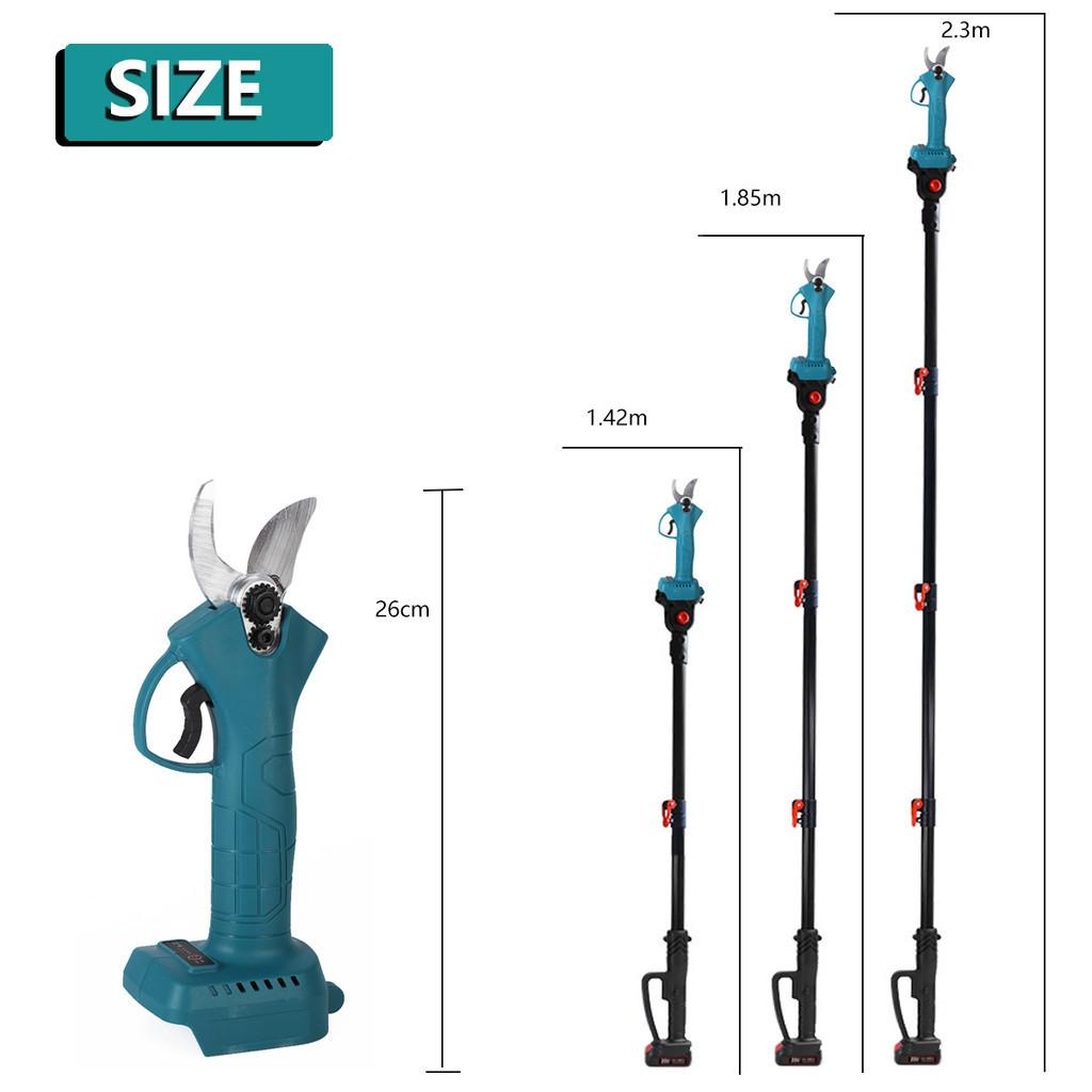 2.3M Extension Pole Brushless Cordless Electric Scissor Portable Pruning Shears Efficient Fruit Tree Bonsai Pruning Branche Cutter Blue