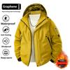 Winter New Outdoor Graphene Heated Jacket, Men's Cotton Jacket, Hooded Windproof Cotton Jacket, Fleece-lined Thickened Cold-resistant Jacket