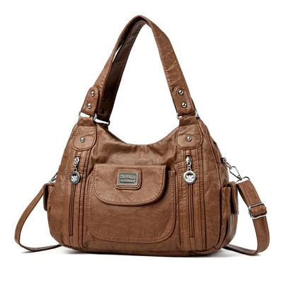 Retro Leather Shoulder Bag Female Multi-pockets Crossbody Bag Fashion Large Capacity Women Handbag New Messenger Bag Tote Purse