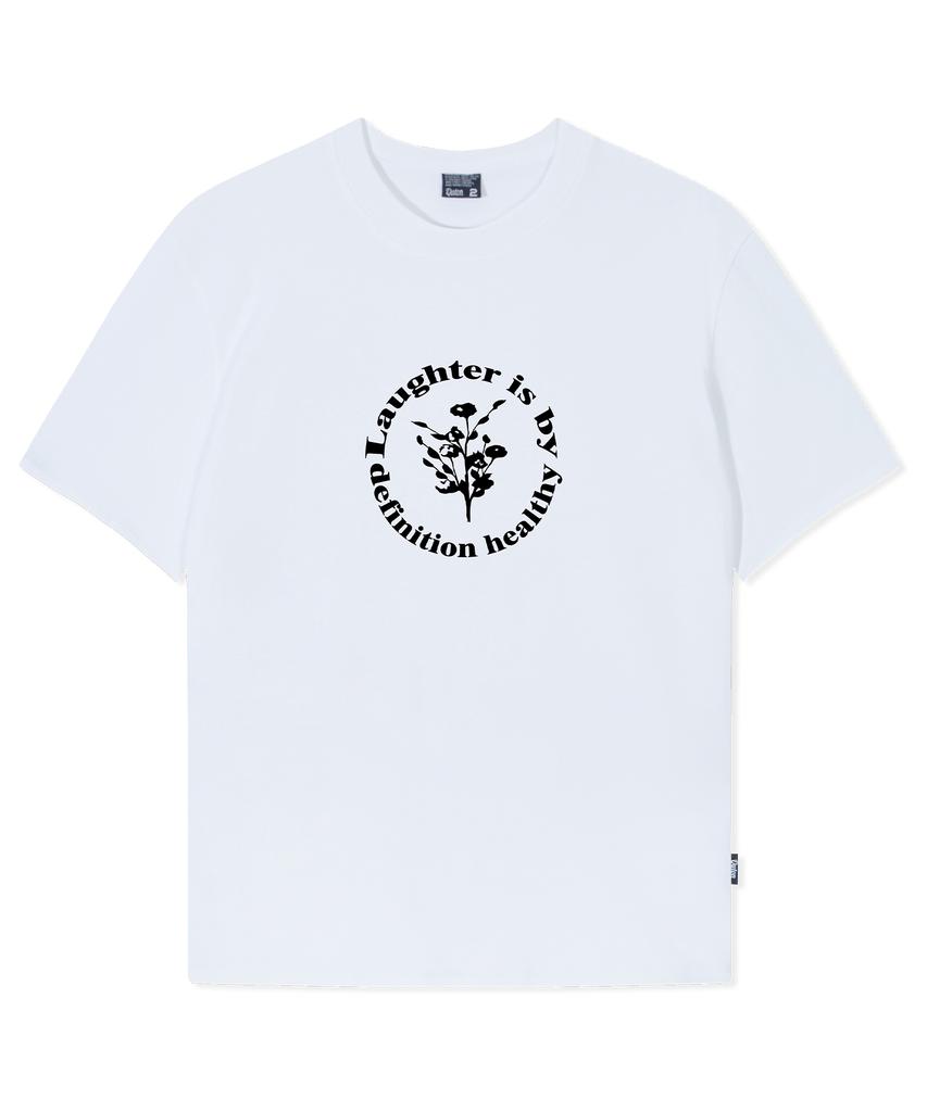 QUTON Signature Flower Oversized Heavy Short Sleeve T-Shirt_White