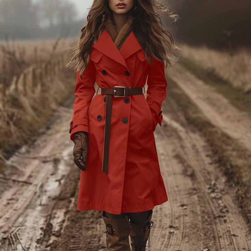 2025ins Women's European & American Double-Breasted Western Trench Coat - Autumn & Winter