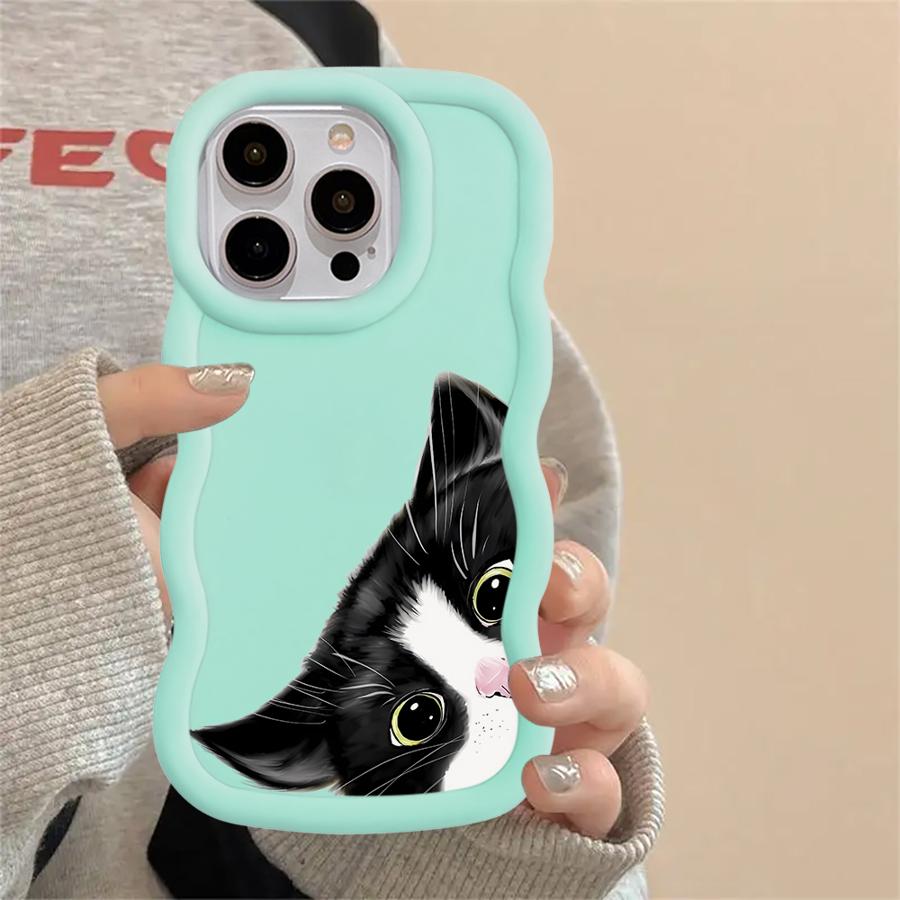 Cute Cat Pattern Soft Phone Cover Case for iPhone XR 12 15 Plus 14 11 8 16 Pro Max 17 Air 13