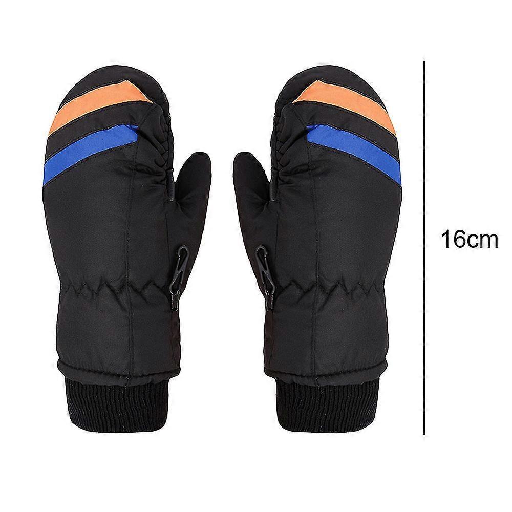 Waterproof Ski Mittens For Kids Skiing, Black