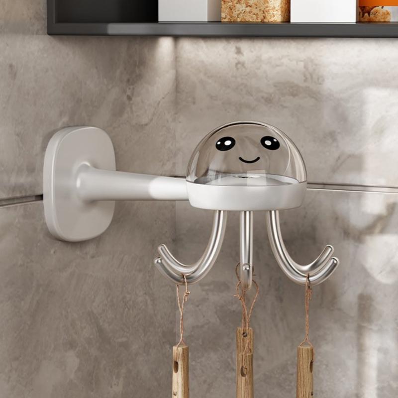 

Креативный вращающийся крючок в стиле осьминогов, самоклеящийся настенный крючок для хранения вещей