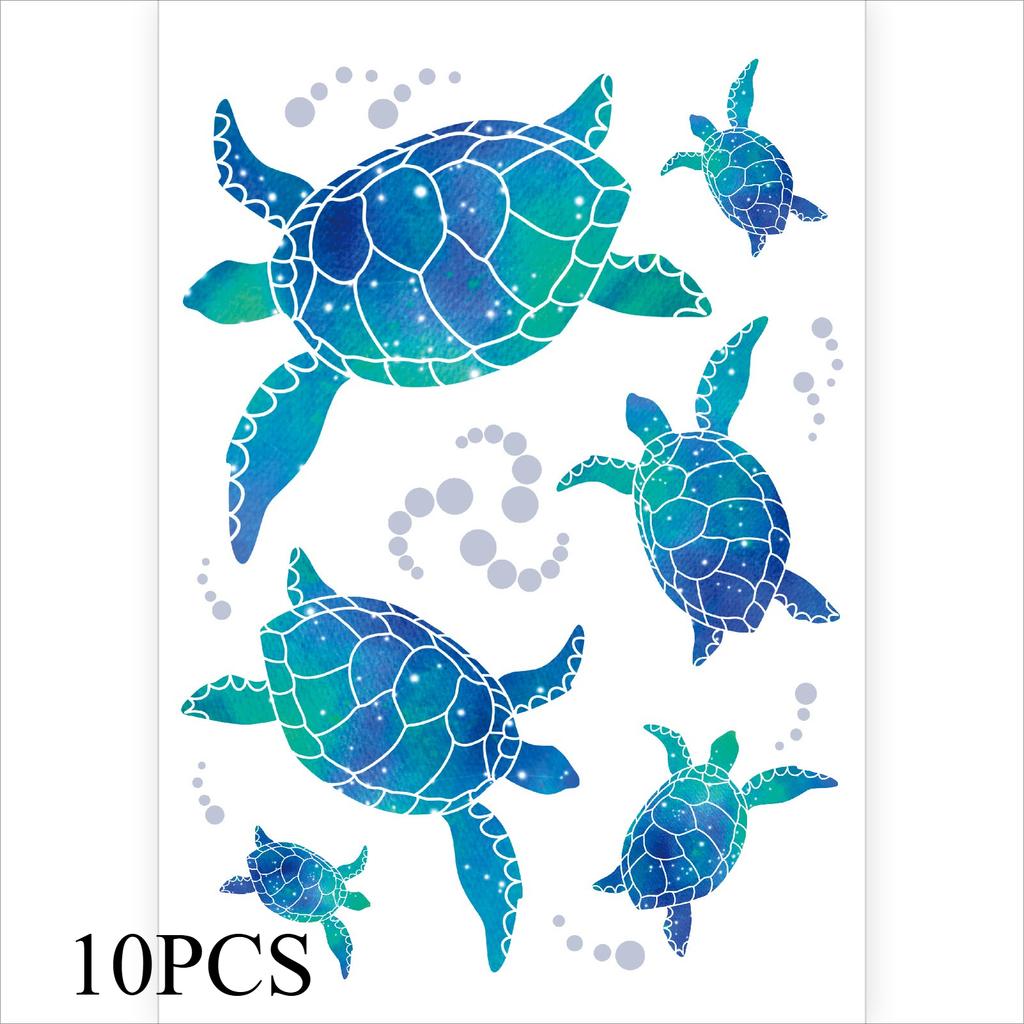 10PCS.Cute Sea Turtle PVC Waterproof Wall Decals, Suitable for Bathroom, Home, Office & Kindergarten, Easy To Apply & Remove