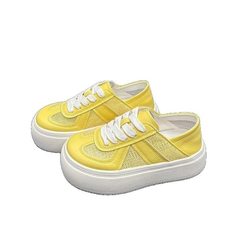 Leather Two Wear White Shoes Women's Spring New Round Head Platform Fashion Versatile Casual Sports Shoes