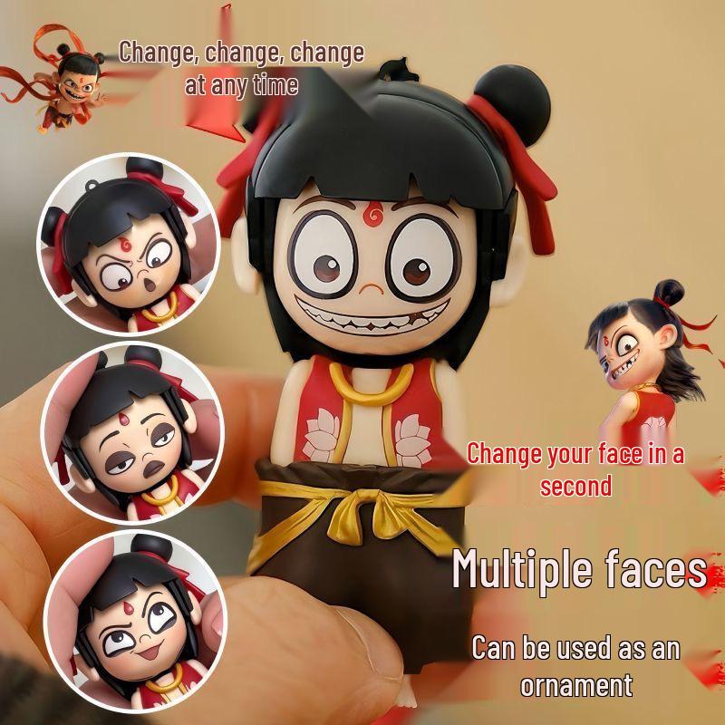 

Трендовый брелок-эмодзи Нечжа, меняющий лицо, набор кукол для снятия стресса