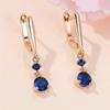 Small Round Stone Blue Crystal Pendant Hoop Earrings For Women Vintage Gold Color Ear Buckle Wedding Jewelry Engagement Gifts