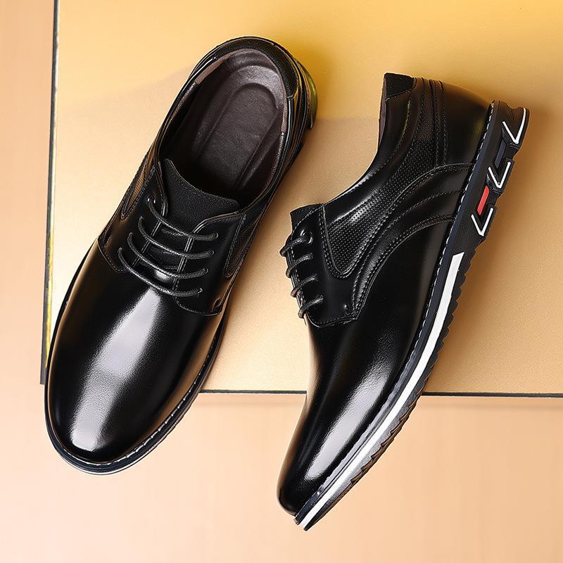 

2025 new autumn leather shoes men s large size men s casual leather shoes British lace-up trendy men s shoes 38