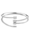 Glänzendes S925 Silber Rundes Moissanit Doppelrechteck Ganzflächig Pavé Schlank Offener Armreif GRA Zertifiziert Eleganter Damen Stapelbarer Armreif