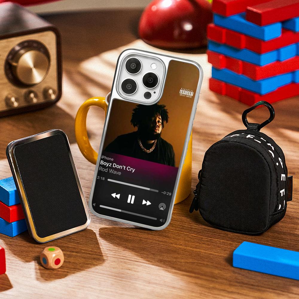

Fashion cool Rod Wave rapper poster Phone Case for iPhone 16 15 14 13 12 11 Pro Max Sheepskin Silver-edged protective case iPhone14Pro