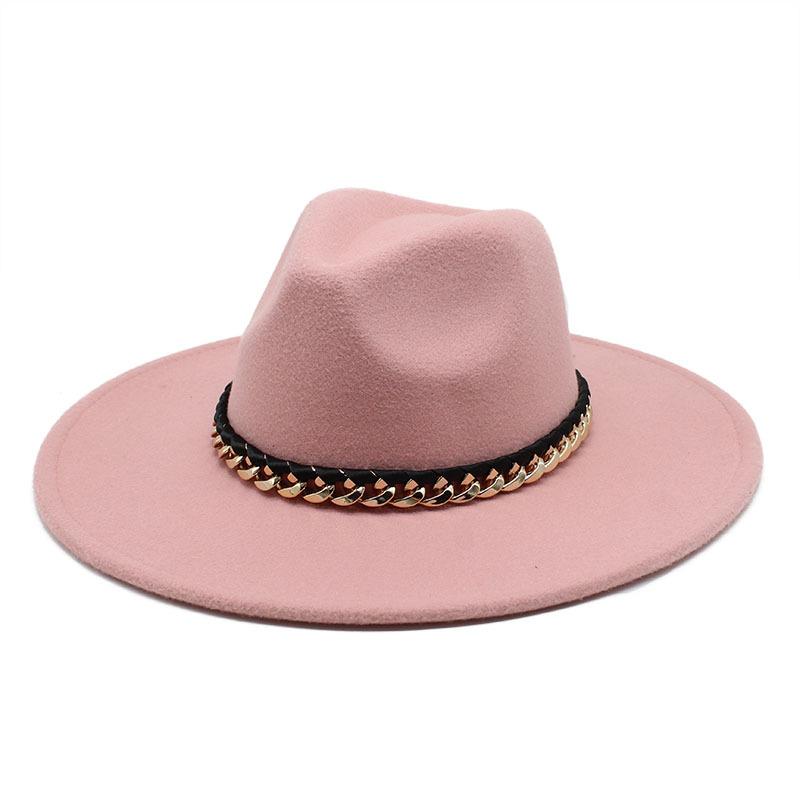2022 Men'S And Women'S Chain Top Hat Flat Edge Straight Edge Peachheart Top Woolen Jazz Hat