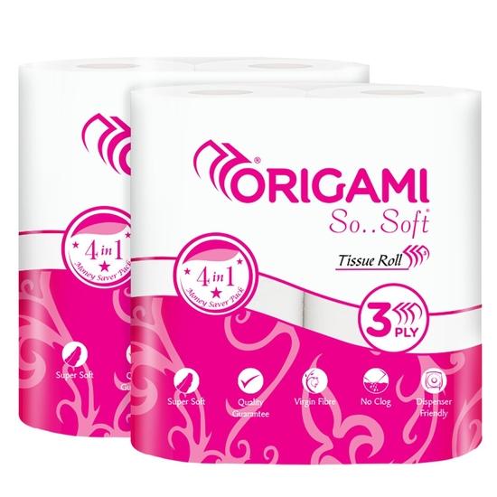 

Туалетная бумага Оригами 3-слойная в рулонах - Упаковка 8 штук (340 отрывов в рулоне, 2720 листов)