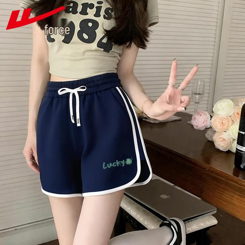 Warrior Women s High-Waist Contrast Trim Shorts M