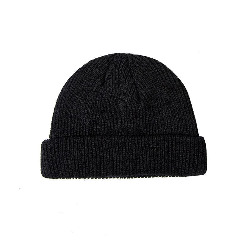 Hat Men's Autumn and Winter Short Melon Hat Knitted Wool Hat Hip Hop Street Hooligan Hat Yuppie Bag Head Cold Hat