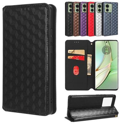 Husă tip portofel din piele Motorola Edge 40 cu suport pentru card și suport.