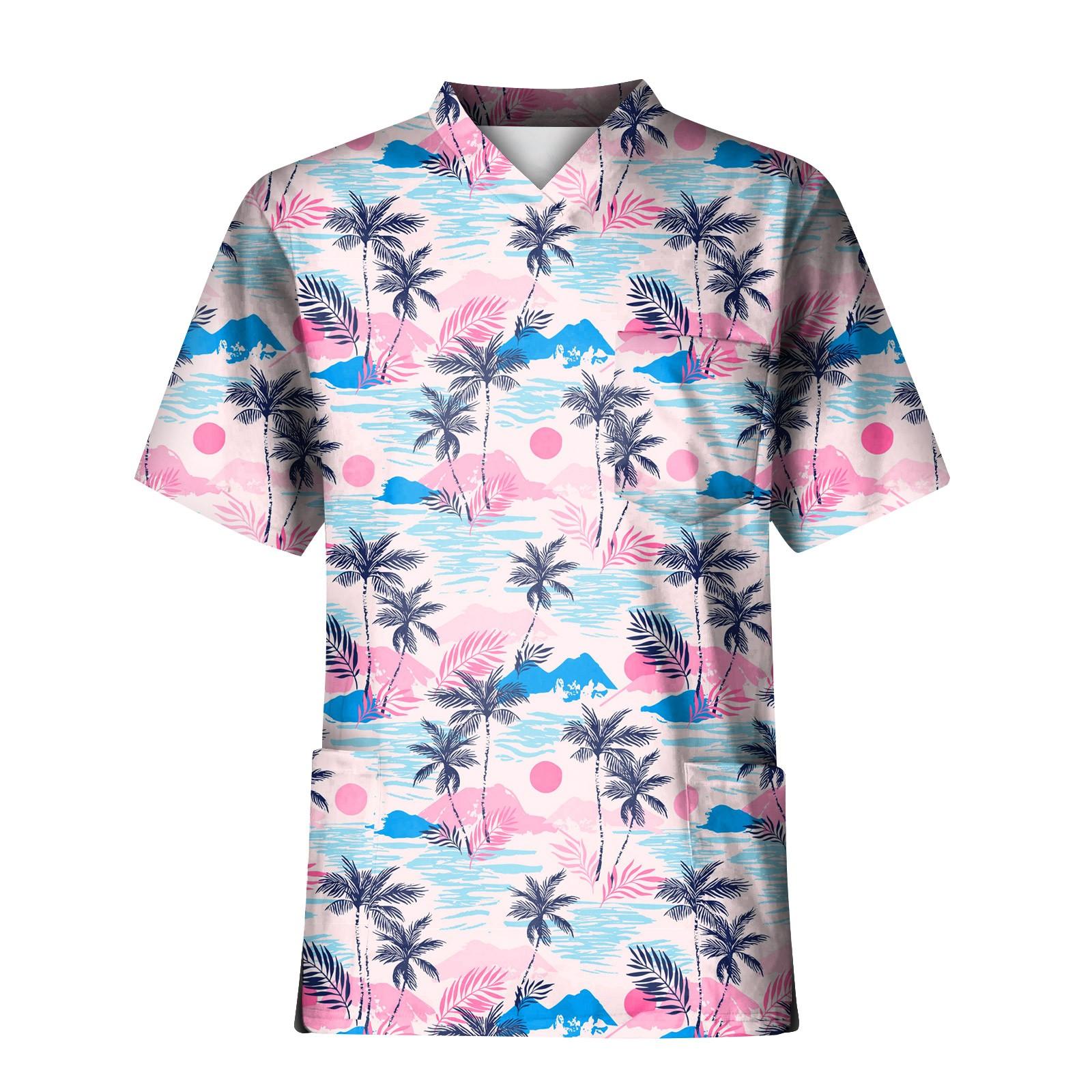 

Плюс размер, скраб с принтом, рабочая форма, топы для мужчин, забавные футболки с перекрестным v-образным вырезом и короткими рукавами, рабочая одежда, футболка с карманами XL