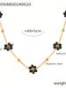 1 Set Vintage British Style Stainless Steel Zircon Set with Natural Stone Beads and Flower Decoration, Women's Zircon Gift