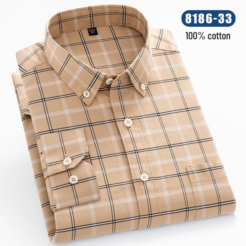 Men's Long Sleeve Striped Oxford Button-Down Shirt - New Color