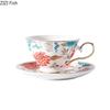 Floral Blooming Painted Cup&saucer Golden Edge Porcelain Coffee Mug Dining Table Afternoon Tea Teacup Fruits Juice Cup Mugs