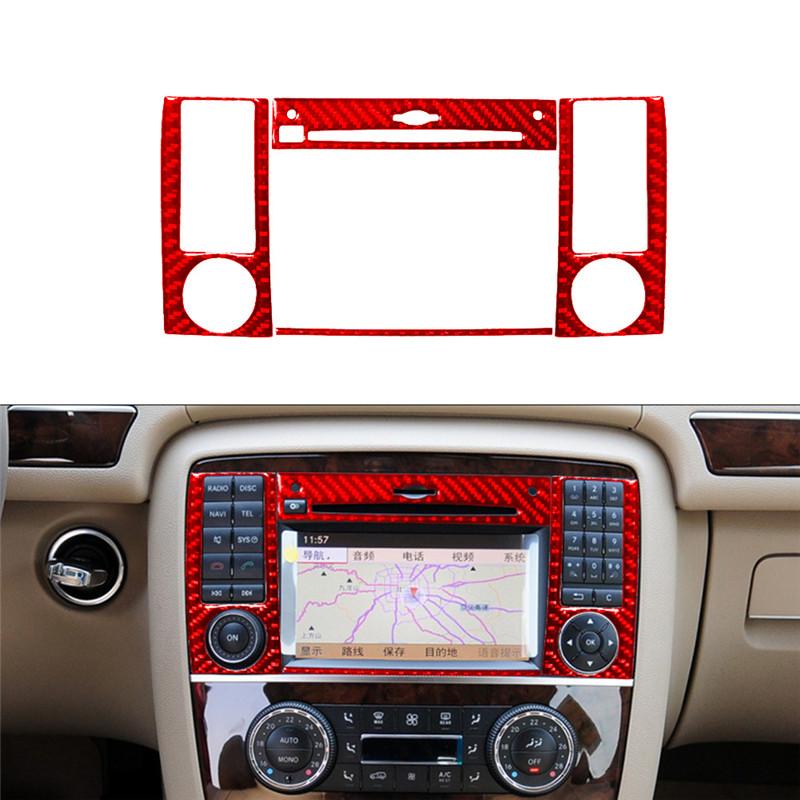 Kohlefaser Auto Mittelkonsole CD-Player Radio Rahmen Verkleidung Aufkleber für Mercedes R-Klasse 2009-2012 Innenraum Zubehör