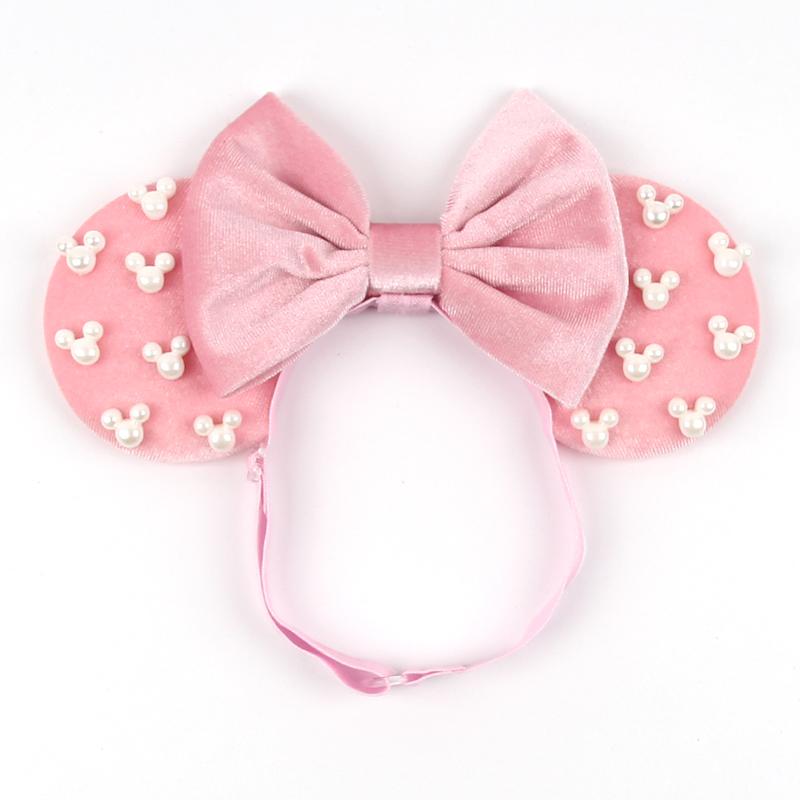 Disney 3,3" Minnie Mickey Ohr Elastische Stirnbänder Neugeborenen Mode Glitzer Verstellbares Haarband Baby DIY Haarschmuck Festival Reise