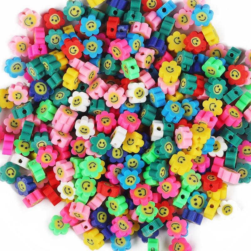 Colorful Sunflower Smiley Face Polymer Clay Beads for DIY Earring and Jewelry Making