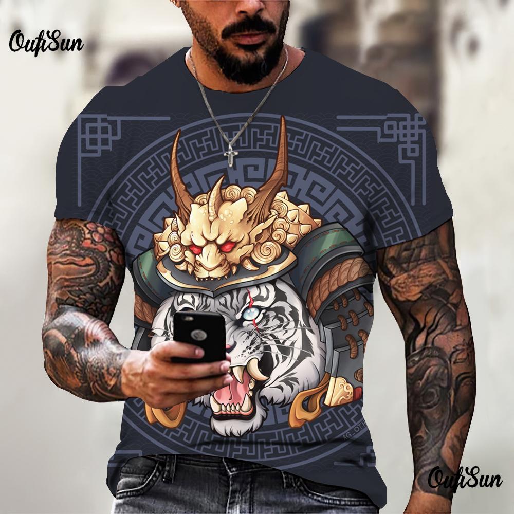 

Футболки для мужчин 3D японский Призрачный Воин Маска Печатная мужская одежда свободные оверсайз с коротким рукавом уличные футболки Harajuku 3XL