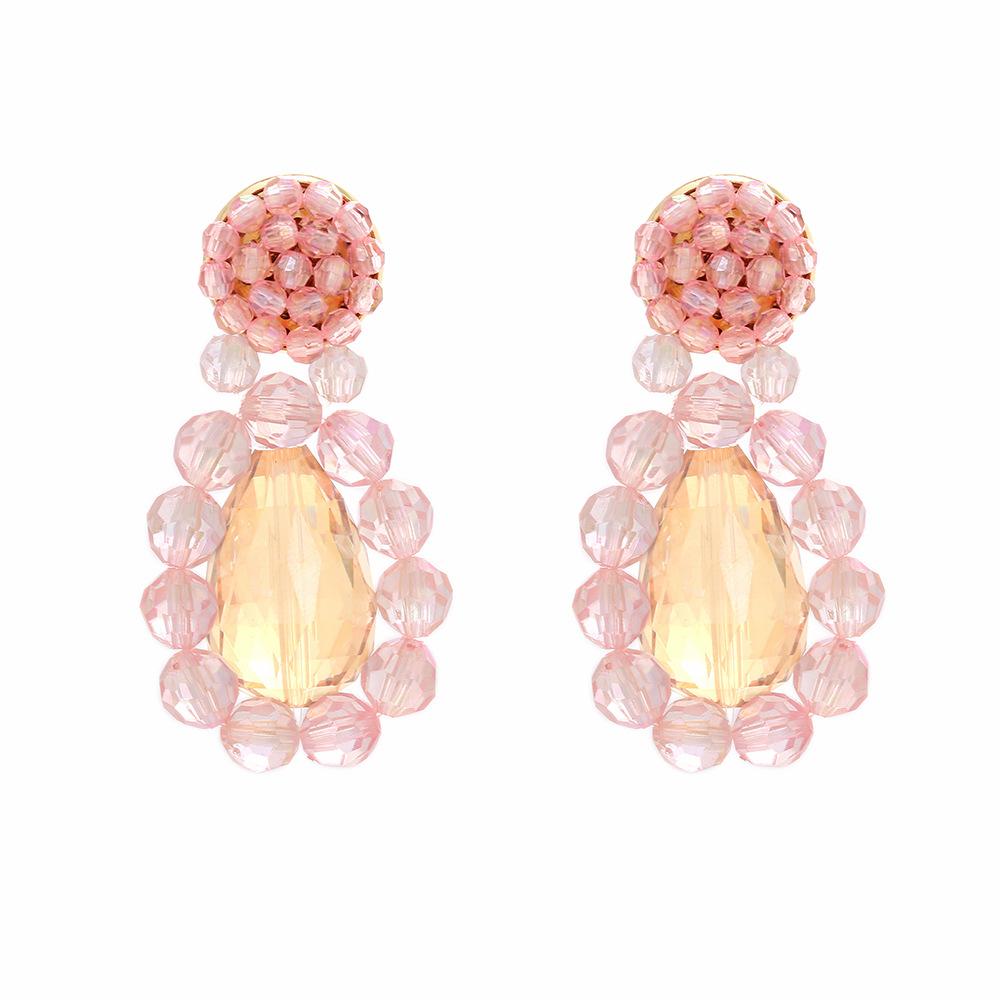 

DIGADAGU Resin Hand Woven Water Drop Beaded Dangle Earrings New Simple Elegant Earrings Women s Party Zircon Accessories