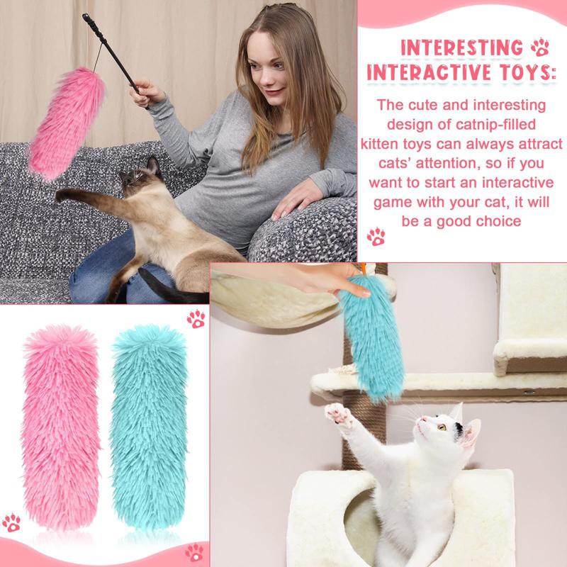 6pcs Pet Cat Plush Catnip Chew Toys Chasing Chewing Exercising Interactive Kicker Toys For Indoor