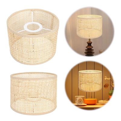 E27 Rattan Lamp Protective Cover Rattan Table Lamp Shade Boho Rattan Lamp Guard Cover for Table Lamps Floor Light