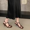 Fashion SUOJIALUN 2025 Summer New Women Sandal Fashion Narrow Band Ladies Gladiator Shoes High Wedge Heel Outdoor Dress Pumps Sandals