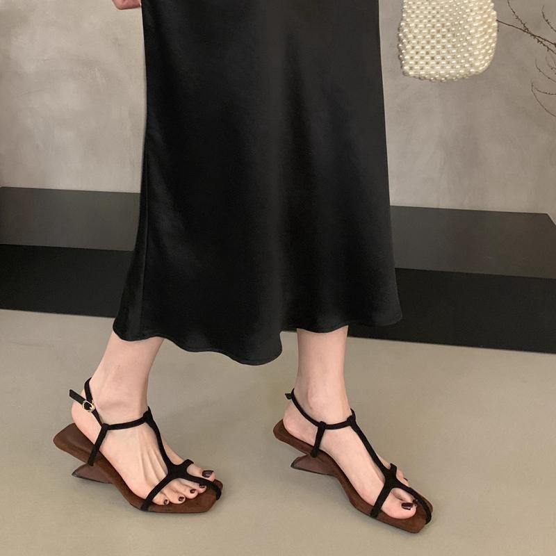 

Fashion SUOJIALUN 2025 Summer New Women Sandal Fashion Narrow Band Ladies Gladiator Shoes High Wedge Heel Outdoor Dress Pumps Sandals 35