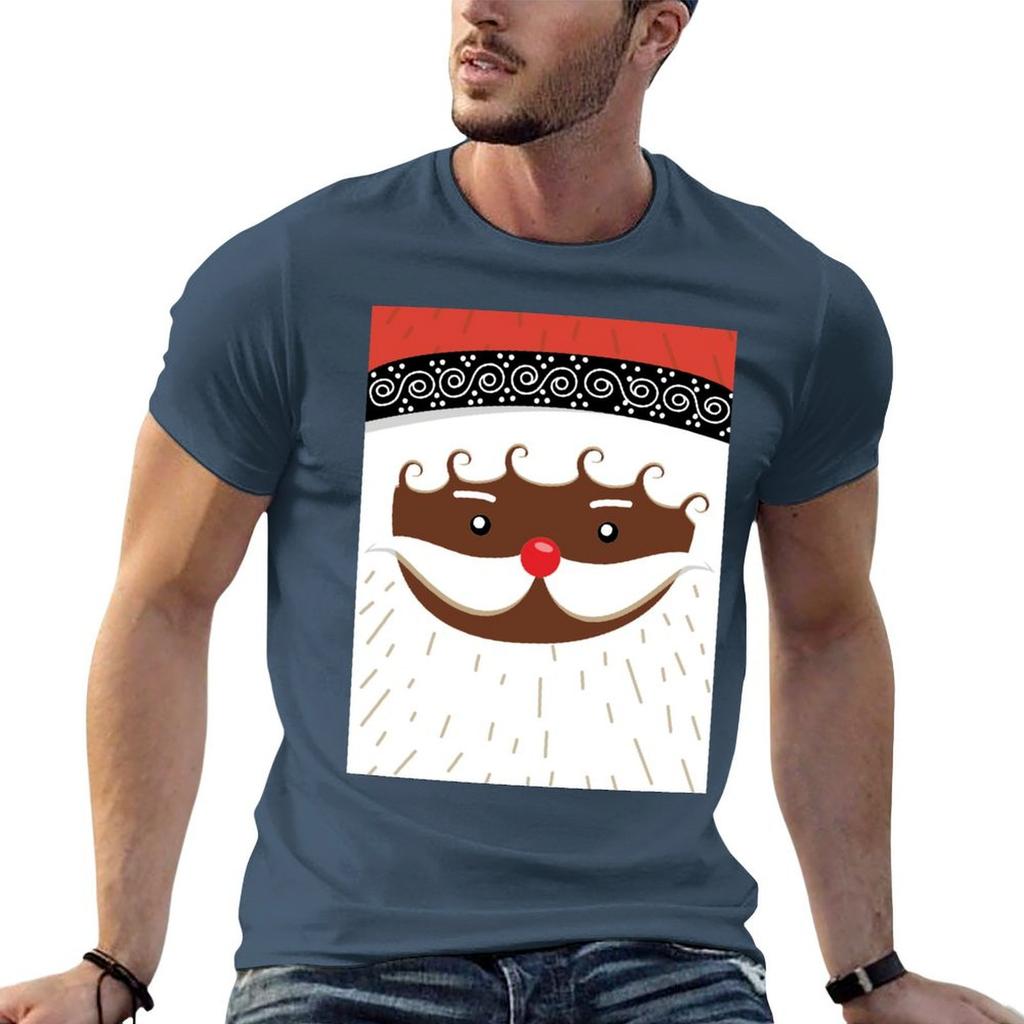 Afro American Santa Tshirt Minimalist Plain Crew Neck Tshirt