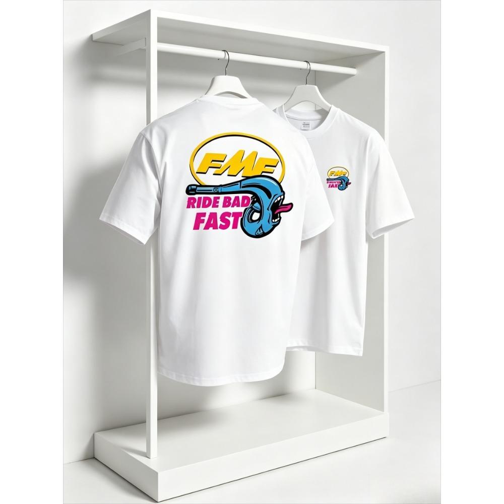 FMF Ride Bad Fast Motocross T Shirt for Men Dirt Bike Racing Graphic Tee Casual Short Sleeve White 2026 New M