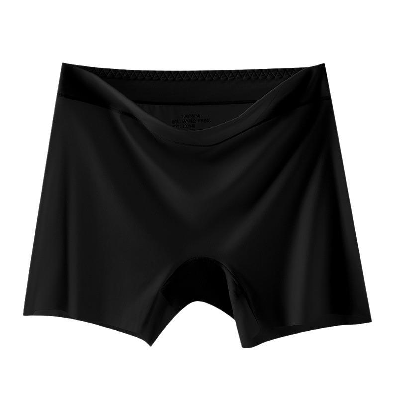 Large Size Ice Silk Seamless Safety Pants with High Waist and Anti Glare Bottom Non Rolled Edge Flat Corner Women's Panties
