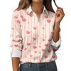 Damen Hemd Bluse Weihnachtsdruck Knopf Langarm Casual Basic Hemdkragen Normales Oberteil
