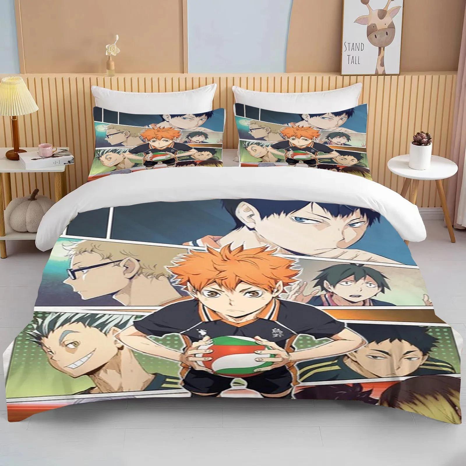 

3D Haikyuu Bedding Set Anime Duvet Cover Pillowcase Cartoon Quilt Bed Cover for Adult Kids Home Textile 70x133cm 2pcs