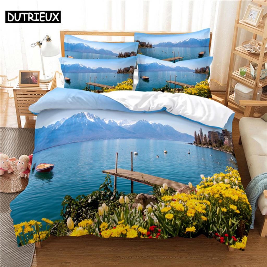 Comforter 3D Digital - Printed Beautiful Scenery - Themed Queen - Sized With Fashionable Design