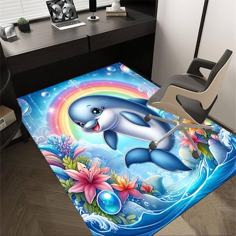 

1PC Dolphin Rainbow Extra Large Non Slip Floor carpet, Office, family, Studio Large Area Rug Indoor Rugs, Bold Statement Piece 60cm by 90cm